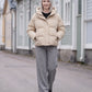 Cropped Velvet Hooded Puffer Jacket