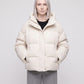 Cropped Velvet Hooded Puffer Jacket