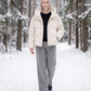 Cropped Velvet Hooded Puffer Jacket
