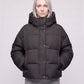 Cropped Velvet Hooded Puffer Jacket