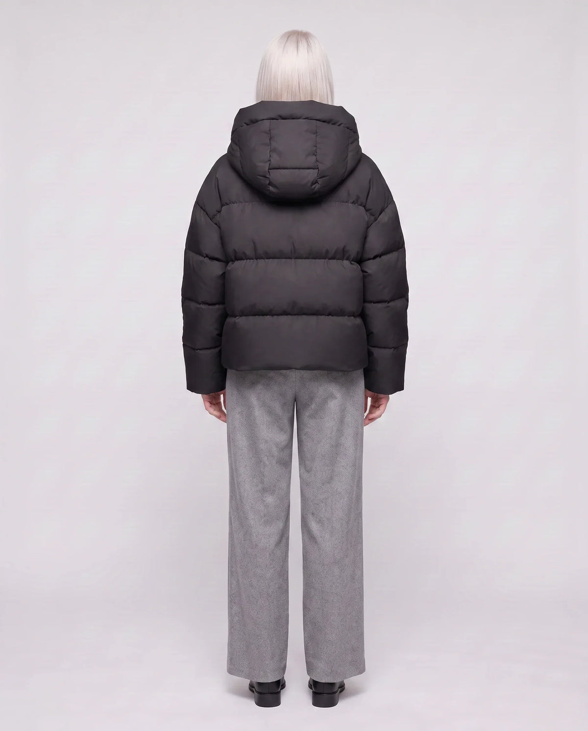 Cropped Velvet Hooded Puffer Jacket