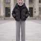 Cropped Velvet Hooded Puffer Jacket