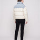 Short Oversized Puffer Jacket with Denim Panels