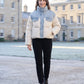 Short Oversized Puffer Jacket with Denim Panels