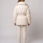 Oversized Mid-Thigh Puffer Jacket with Shawl Collar and Belt
