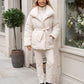 Oversized Mid-Thigh Puffer Jacket with Shawl Collar and Belt