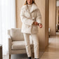 Oversized Mid-Thigh Puffer Jacket with Shawl Collar and Belt