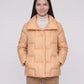 Short Puffer Jacket with Large Collar and Box Quilting