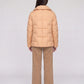 Short Puffer Jacket with Large Collar and Box Quilting