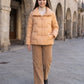 Short Puffer Jacket with Large Collar and Box Quilting