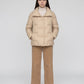 Short Puffer Jacket with Large Collar and Box Quilting
