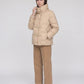 Short Puffer Jacket with Large Collar and Box Quilting