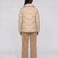 Short Puffer Jacket with Large Collar and Box Quilting
