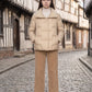 Short Puffer Jacket with Large Collar and Box Quilting