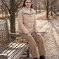 Short Puffer Jacket with Large Collar and Box Quilting