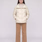 Short Puffer Jacket with Large Collar and Box Quilting