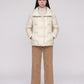 Short Puffer Jacket with Large Collar and Box Quilting