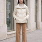 Short Puffer Jacket with Large Collar and Box Quilting