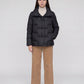 Short Puffer Jacket with Large Collar and Box Quilting
