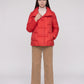 Short Puffer Jacket with Large Collar and Box Quilting