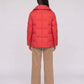 Short Puffer Jacket with Large Collar and Box Quilting