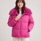 Short Puffer Jacket with Large Faux Fur Shawl Collar