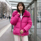 Short Puffer Jacket with Large Faux Fur Shawl Collar