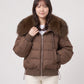 Short Puffer Jacket with Large Faux Fur Shawl Collar