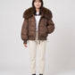 Short Puffer Jacket with Large Faux Fur Shawl Collar