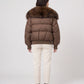 Short Puffer Jacket with Large Faux Fur Shawl Collar