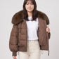 Short Puffer Jacket with Large Faux Fur Shawl Collar