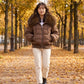Short Puffer Jacket with Large Faux Fur Shawl Collar