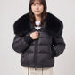 Short Puffer Jacket with Large Faux Fur Shawl Collar
