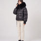 Short Puffer Jacket with Large Faux Fur Shawl Collar