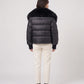 Short Puffer Jacket with Large Faux Fur Shawl Collar