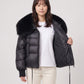 Short Puffer Jacket with Large Faux Fur Shawl Collar