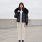 Short Puffer Jacket with Large Faux Fur Shawl Collar