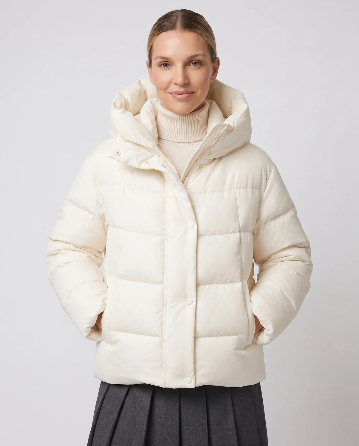 Short Oversized Puffer Jacket with Large Hood