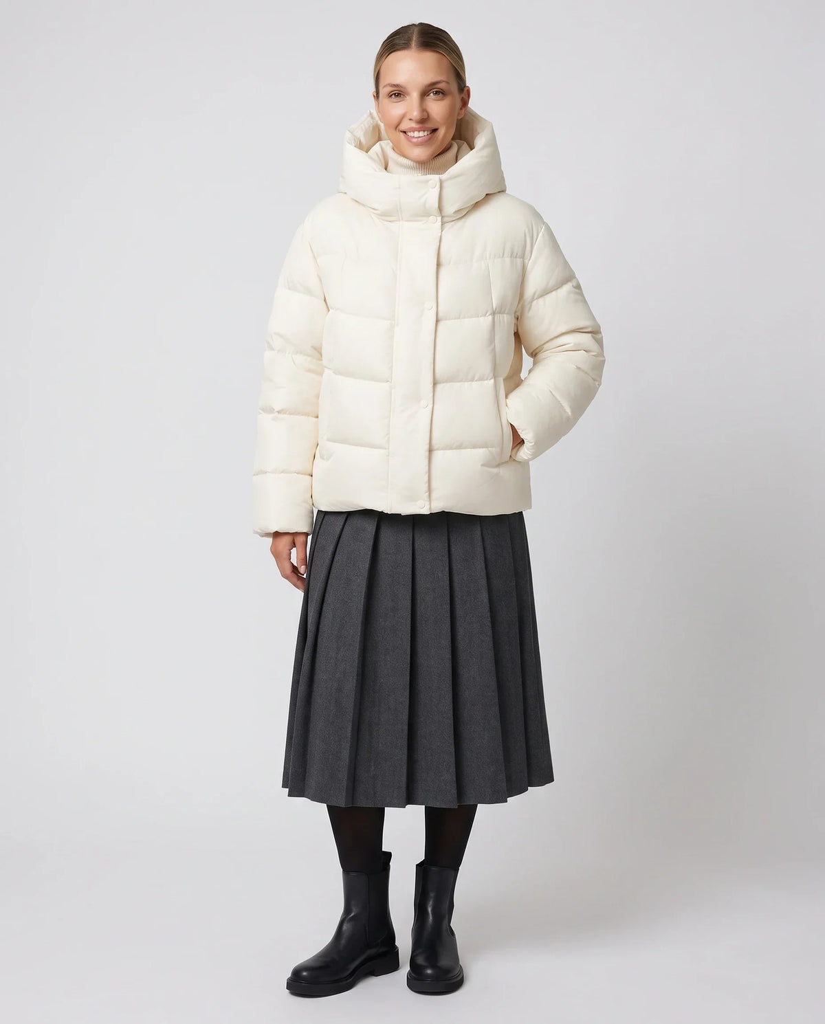 Short Oversized Puffer Jacket with Large Hood