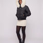 Short Bomber Puffer Jacket with Faux Fur Hood