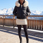 Short Bomber Puffer Jacket with Faux Fur Hood