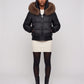 Short Bomber Puffer Jacket with Faux Fur Hood