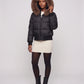Short Bomber Puffer Jacket with Faux Fur Hood
