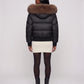 Short Bomber Puffer Jacket with Faux Fur Hood