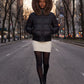 Short Bomber Puffer Jacket with Faux Fur Hood