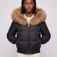 Short Bomber Puffer Jacket with Faux Fur Hood