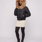 Short Bomber Puffer Jacket with Faux Fur Hood