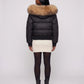 Short Bomber Puffer Jacket with Faux Fur Hood