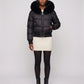 Short Bomber Puffer Jacket with Faux Fur Hood