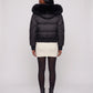 Short Bomber Puffer Jacket with Faux Fur Hood